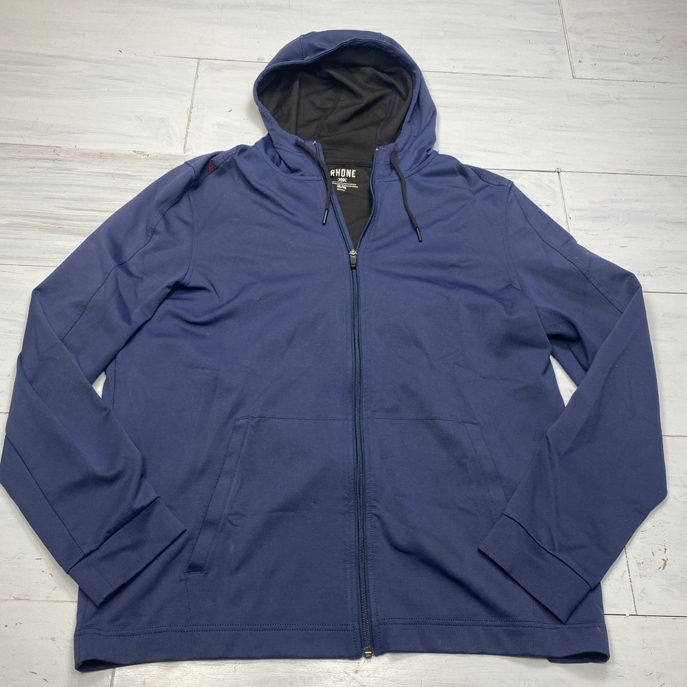 Rhone Commuter Hoodie Mens XL Navy Blue Full Zip Performance Stretch 100535